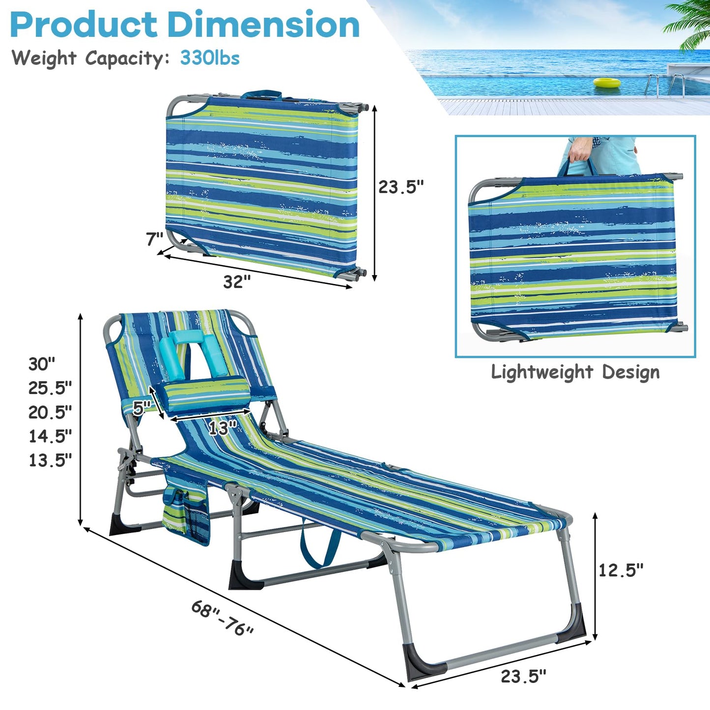 Adjustable Lounge Tanning Chair