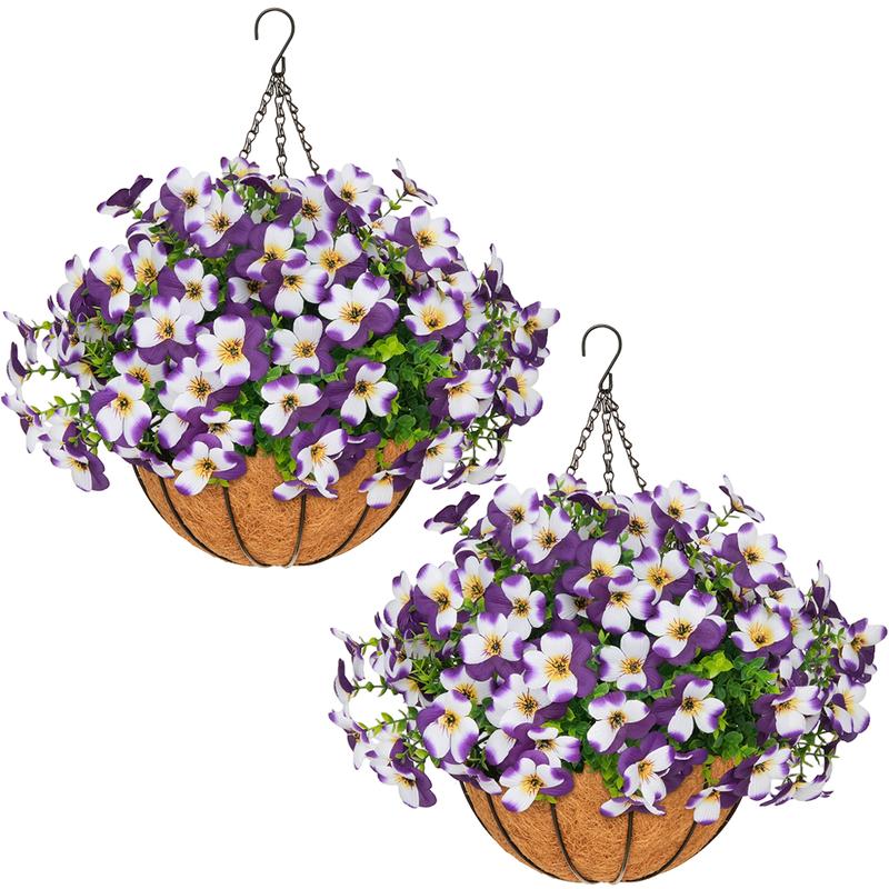 Faux Crepe Myrtle Hanging Baskets - Set of 2