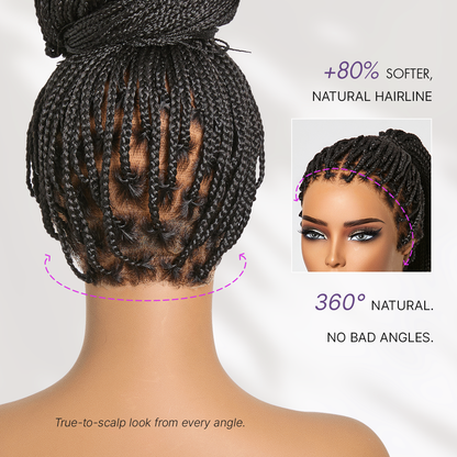 Natural Scalp Lace Knotless Box Braided Wig Flexi-Fit Invisi Drawstring Cap