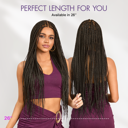 Natural Scalp Lace Knotless Box Braided Wig Flexi-Fit Invisi Drawstring Cap