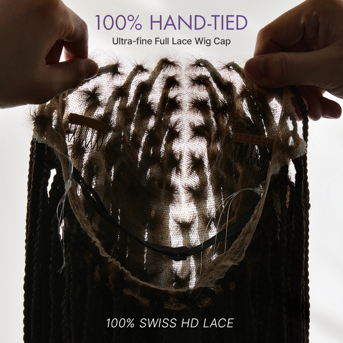 Natural Scalp Lace Knotless Box Braided Wig Flexi-Fit Invisi Drawstring Cap