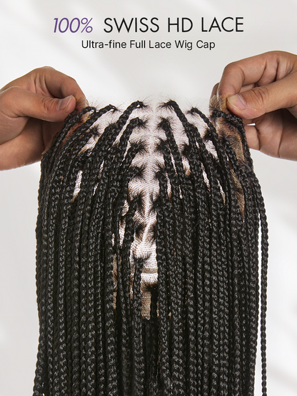 Natural Scalp Lace Knotless Box Braided Wig Flexi-Fit Invisi Drawstring Cap