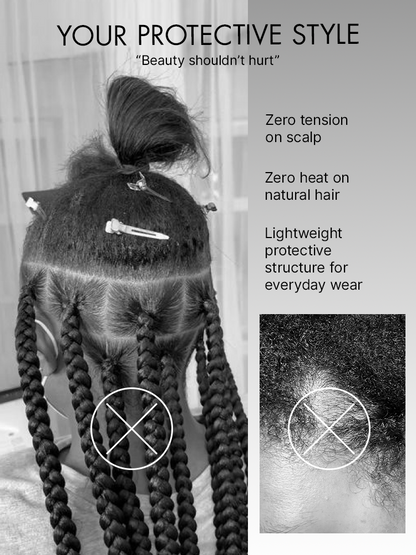 Natural Scalp Lace Knotless Box Braided Wig Flexi-Fit Invisi Drawstring Cap