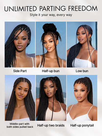 Natural Scalp Lace Knotless Box Braided Wig Flexi-Fit Invisi Drawstring Cap