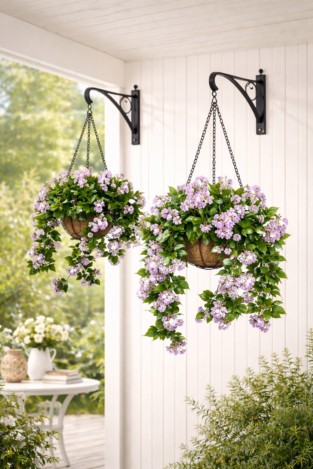 Faux Crepe Myrtle Hanging Baskets - Set of 2