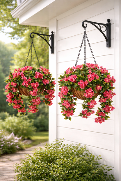 Faux Crepe Myrtle Hanging Baskets - Set of 2