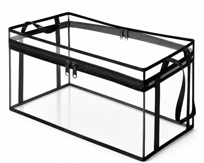 Large Clear Plastic Storage Box with Hinged Lid