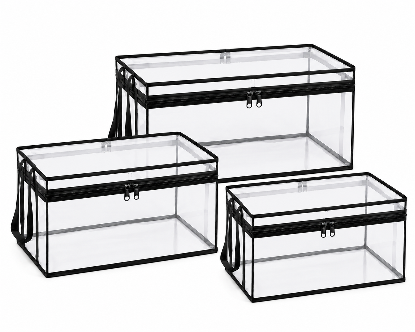 Large Clear Plastic Storage Box with Hinged Lid
