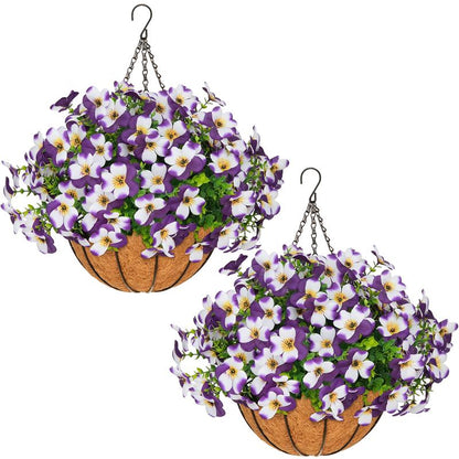 Faux Crepe Myrtle Hanging Baskets - Set of 2