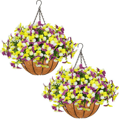 Faux Crepe Myrtle Hanging Baskets - Set of 2